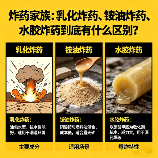 龙华炸药家族：乳化炸药、铵油炸药、水胶炸药到底有什么区别？